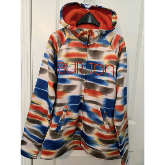 Burton WB Peak Hoodie Fleece lined Full Zip Blue Orange Utility Outdoor Size L - Picture 1 of 7